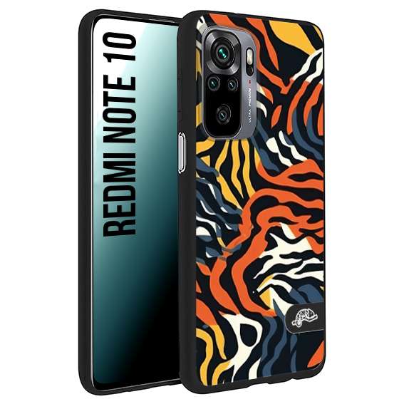 CUSTOMIZZA - Custodia cover nera morbida in tpu compatibile per Xiaomi Redmi Note 10 leopardato maculato tigrato tiger colorata gialla blu arancio