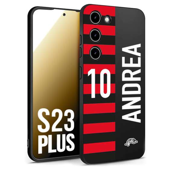 CUSTOMIZZA - Custodia cover nera morbida in tpu compatibile per Samsung S23 PLUS personalizzata calcio football nome e numero calciatori rossonera