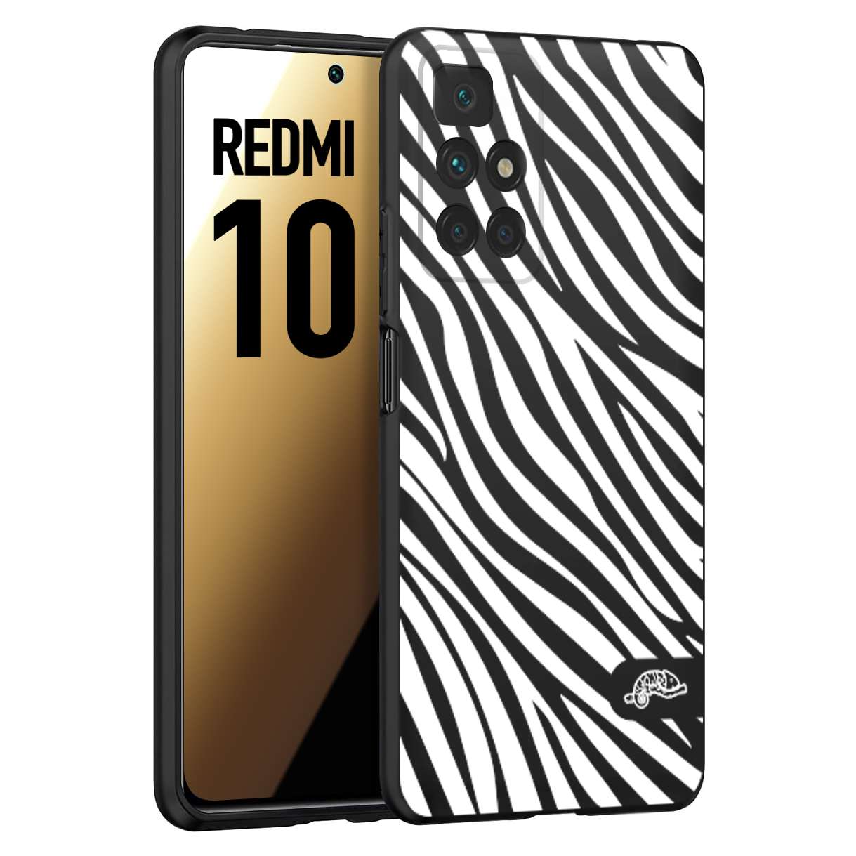 CUSTOMIZZA - Custodia cover nera morbida in tpu compatibile per Xiaomi Redmi 10 zebrata maculata a rilievo soft touch donna bianca