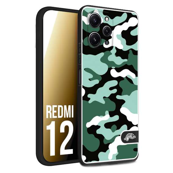 CUSTOMIZZA - Custodia cover nera morbida in tpu compatibile per Xiaomi Redmi 12 camouflage mimetico militare verde green