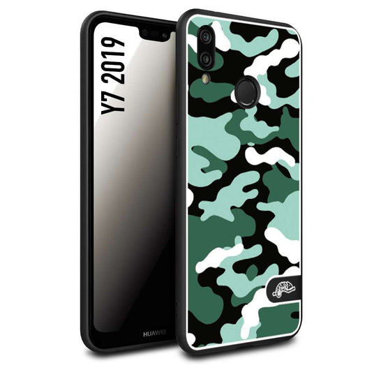 CUSTOMIZZA - Custodia cover nera morbida in tpu compatibile per Huawei Y7 2019 camouflage mimetico militare verde green