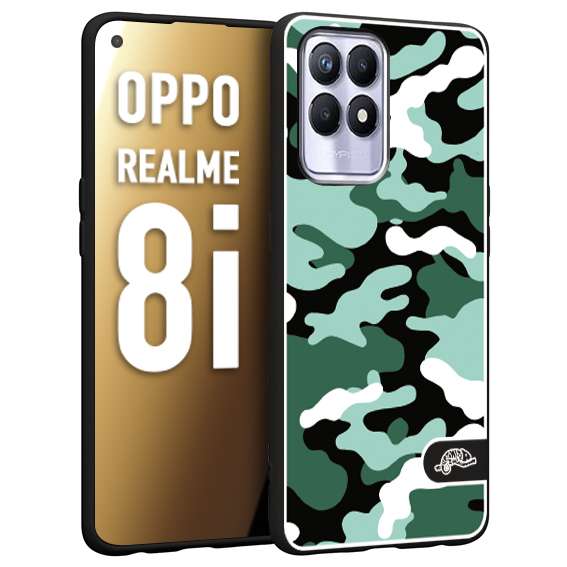 CUSTOMIZZA - Custodia cover nera morbida in tpu compatibile per Oppo Realme 8i camouflage mimetico militare verde green