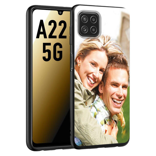 CUSTOMIZZA - Custodia cover nera morbida in tpu compatibile per Samsung A22 5G personalizzata con foto immagine scritta a piacere