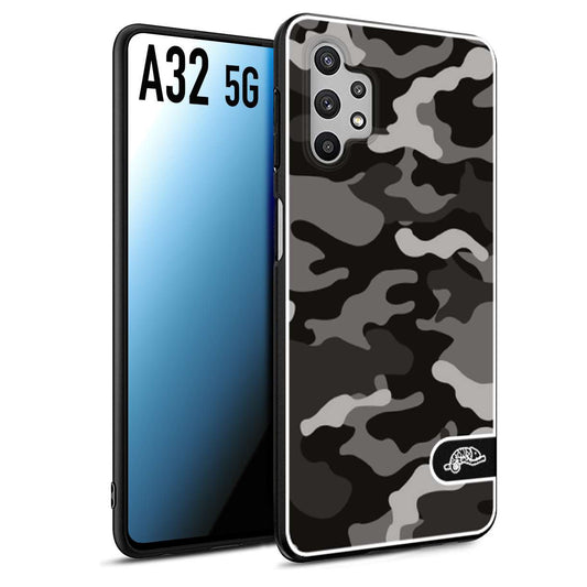 CUSTOMIZZA - Custodia cover nera morbida in tpu compatibile per Samsung A32 5G camouflage mimetico militare nero black grigio