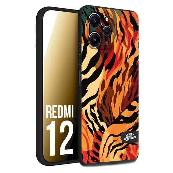 CUSTOMIZZA - Custodia cover nera morbida in tpu compatibile per Xiaomi Redmi 12 leopardato maculato tigrato tiger colorata gialla rossa arancio