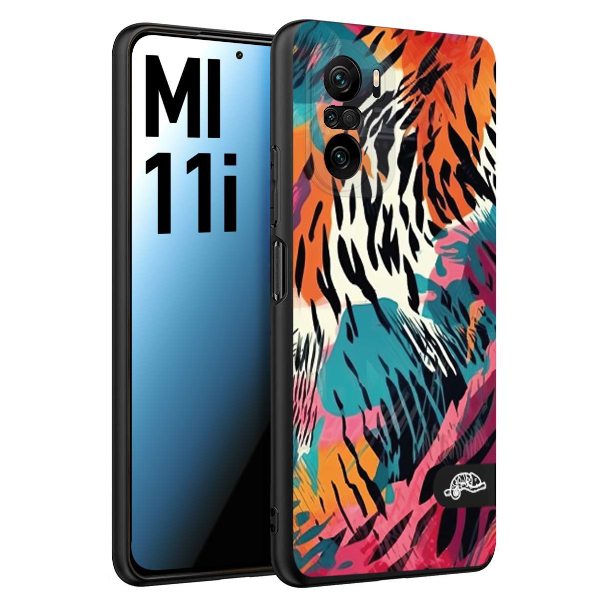 CUSTOMIZZA - Custodia cover nera morbida in tpu compatibile per Xiaomi Mi 11i leopardato maculato tigrato tiger colorata summer color