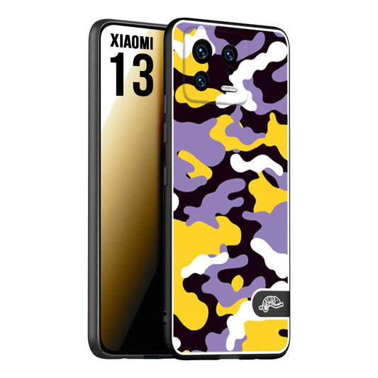 CUSTOMIZZA - Custodia cover nera morbida in tpu compatibile per Xiaomi 13 camouflage mimetico militare viola lilla giallo