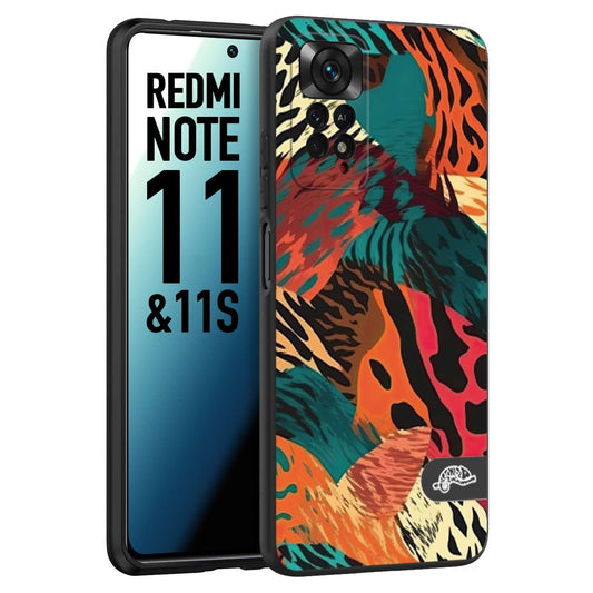 CUSTOMIZZA - Custodia cover nera morbida in tpu compatibile per Xiaomi Redmi Note 11 -  Note 11S leopardato tigrato tiger colorata summer arancio verde fucsia