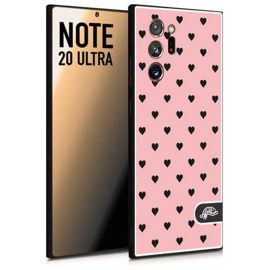 CUSTOMIZZA - Custodia cover nera morbida in tpu compatibile per Samsung NOTE 20 ULTRA cuori pois rosa donna pin up vintage