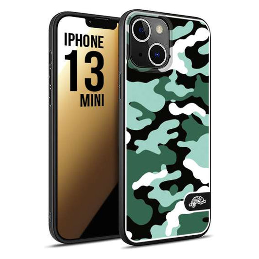 CUSTOMIZZA - Custodia cover nera morbida in tpu compatibile per iPhone 13 MINI camouflage mimetico militare verde green