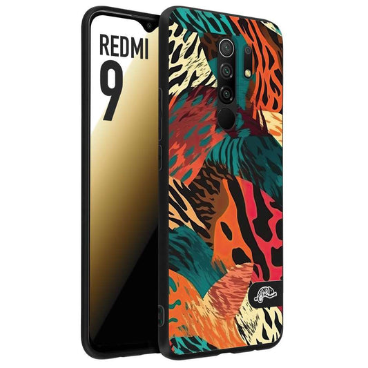 CUSTOMIZZA - Custodia cover nera morbida in tpu compatibile per Xiaomi Redmi 9 leopardato tigrato tiger colorata summer arancio verde fucsia