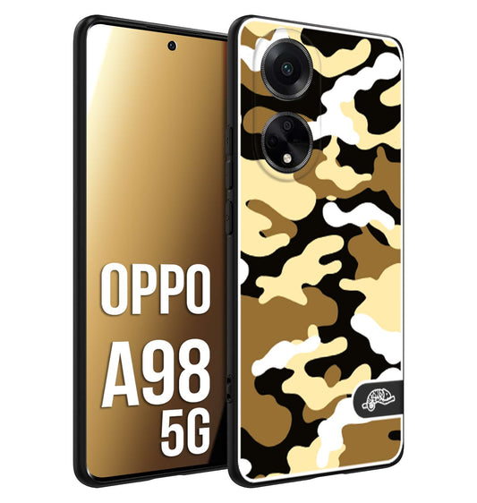 CUSTOMIZZA - Custodia cover nera morbida in tpu compatibile per Oppo A98 5G camouflage mimetico militare giallo desert brown