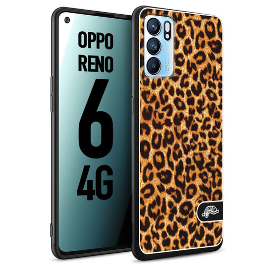 CUSTOMIZZA - Custodia cover nera morbida in tpu compatibile per Oppo Reno 6 4G leopardato maculato donna marrone leopard brown