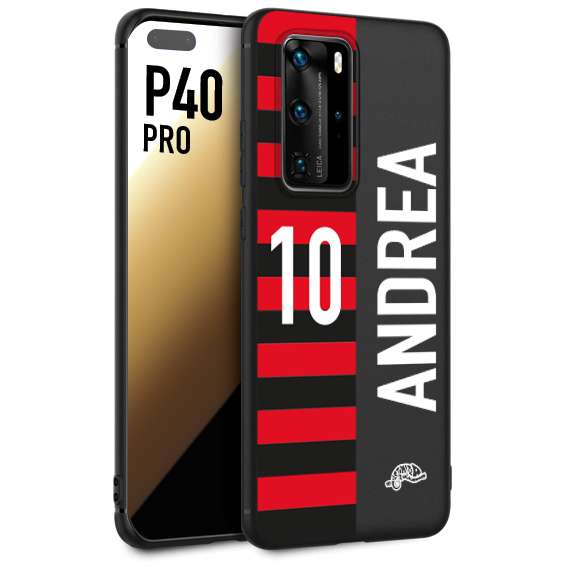 CUSTOMIZZA - Custodia cover nera morbida in tpu compatibile per Huawei P40 PRO personalizzata calcio football nome e numero calciatori rossonera