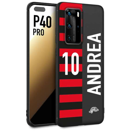 CUSTOMIZZA - Custodia cover nera morbida in tpu compatibile per Huawei P40 PRO personalizzata calcio football nome e numero calciatori rossonera