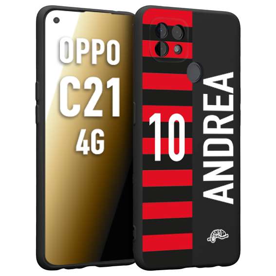 CUSTOMIZZA - Custodia cover nera morbida in tpu compatibile per Oppo Realme C21 4G personalizzata calcio football nome e numero calciatori rossonera