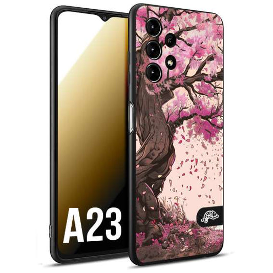 CUSTOMIZZA - Custodia cover nera morbida in tpu compatibile per Samsung A23 giapponese colori morbidi fiori di ciliegio rosa disegnata