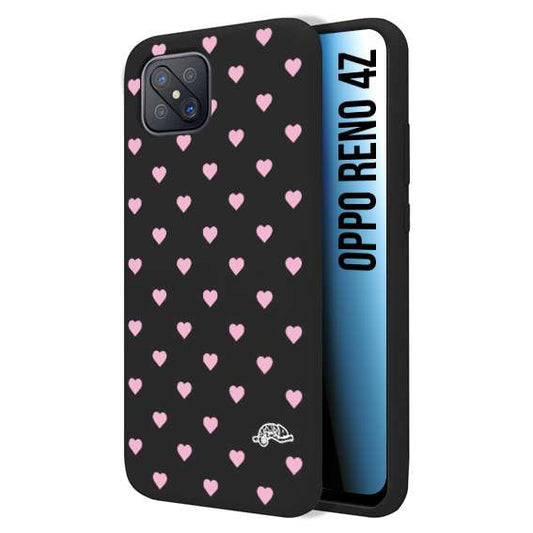 CUSTOMIZZA - Custodia cover nera morbida in tpu compatibile per Oppo Reno 4Z cuori pois rosa su nero donna pin up vintage