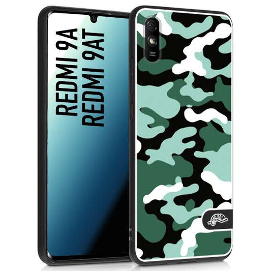 CUSTOMIZZA - Custodia cover nera morbida in tpu compatibile per Xiaomi Redmi 9A - 9AT camouflage mimetico militare verde green