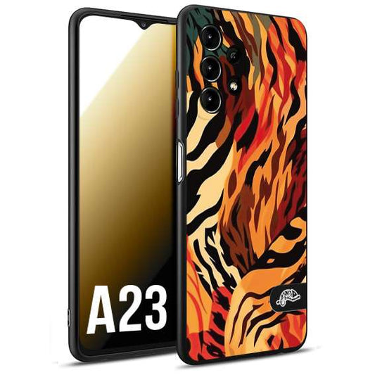 CUSTOMIZZA - Custodia cover nera morbida in tpu compatibile per Samsung A23 leopardato maculato tigrato tiger colorata gialla rossa arancio