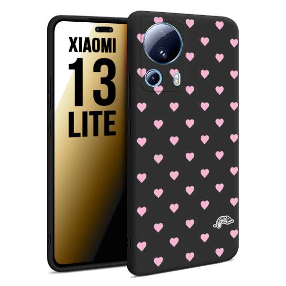 CUSTOMIZZA - Custodia cover nera morbida in tpu compatibile per Xiaomi 13 LITE cuori pois rosa su nero donna pin up vintage