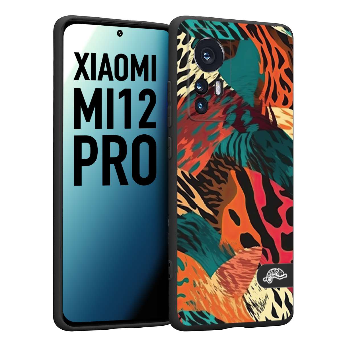 CUSTOMIZZA - Custodia cover nera morbida in tpu compatibile per Xiaomi 12 PRO leopardato tigrato tiger colorata summer arancio verde fucsia