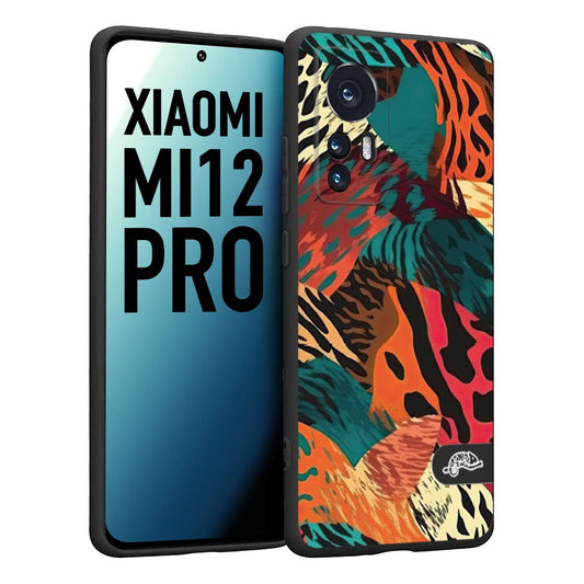 CUSTOMIZZA - Custodia cover nera morbida in tpu compatibile per Xiaomi 12 PRO leopardato tigrato tiger colorata summer arancio verde fucsia