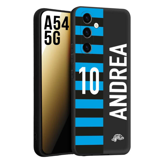 CUSTOMIZZA - Custodia cover nera morbida in tpu compatibile per Samsung A54 5G personalizzata calcio football nome e numero calciatori nerazzurra