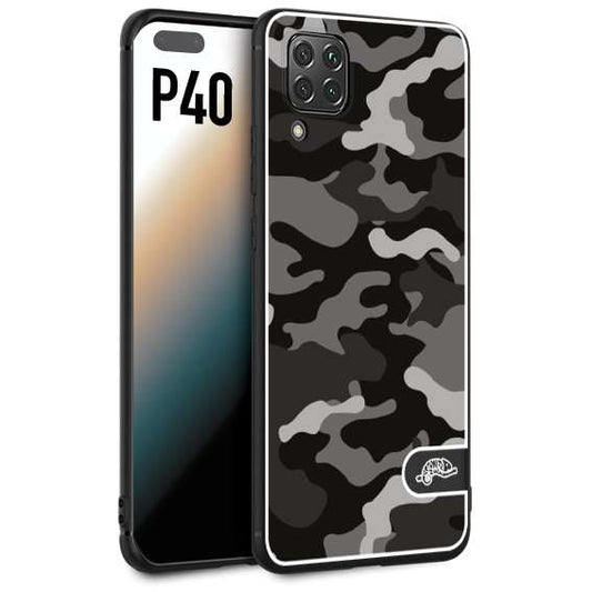 CUSTOMIZZA - Custodia cover nera morbida in tpu compatibile per Huawei P40 camouflage mimetico militare nero black grigio