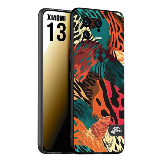 CUSTOMIZZA - Custodia cover nera morbida in tpu compatibile per Xiaomi 13 leopardato tigrato tiger colorata summer arancio verde fucsia