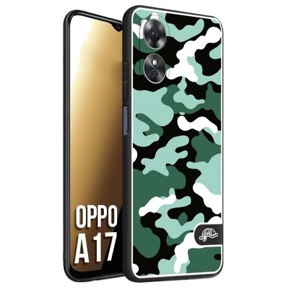 CUSTOMIZZA - Custodia cover nera morbida in tpu compatibile per Oppo A17 camouflage mimetico militare verde green