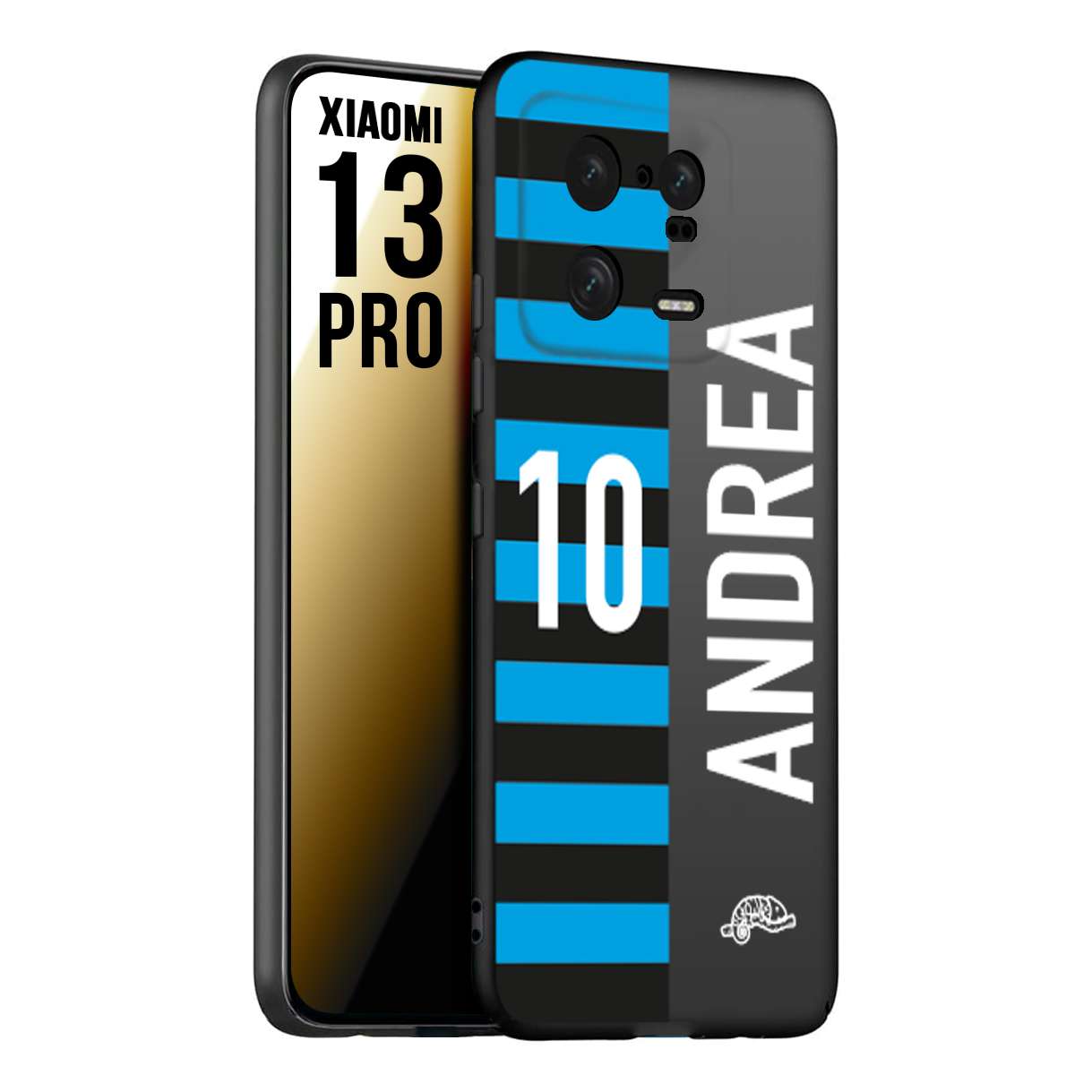 CUSTOMIZZA - Custodia cover nera morbida in tpu compatibile per Xiaomi 13 PRO personalizzata calcio football nome e numero calciatori nerazzurra