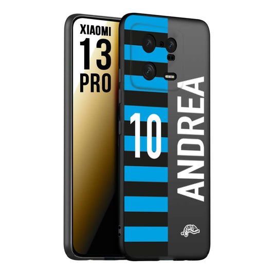 CUSTOMIZZA - Custodia cover nera morbida in tpu compatibile per Xiaomi 13 PRO personalizzata calcio football nome e numero calciatori nerazzurra