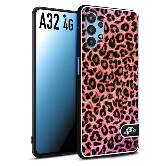 CUSTOMIZZA - Custodia cover nera morbida in tpu compatibile per Samsung A32 4G leopardato maculato donna rosa leopard