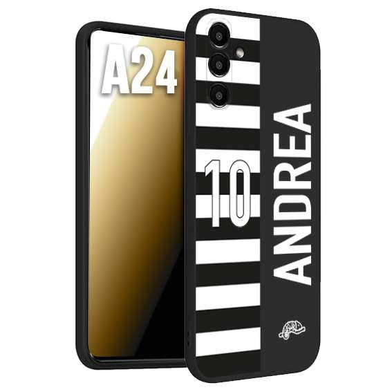 CUSTOMIZZA - Custodia cover nera morbida in tpu compatibile per Samsung A24 personalizzata calcio football nome e numero calciatori bianconera