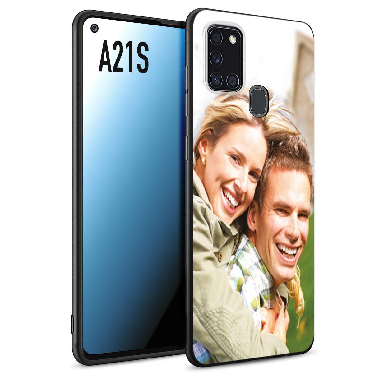 CUSTOMIZZA - Custodia cover nera morbida in tpu compatibile per Samsung A21S personalizzata con foto immagine scritta a piacere