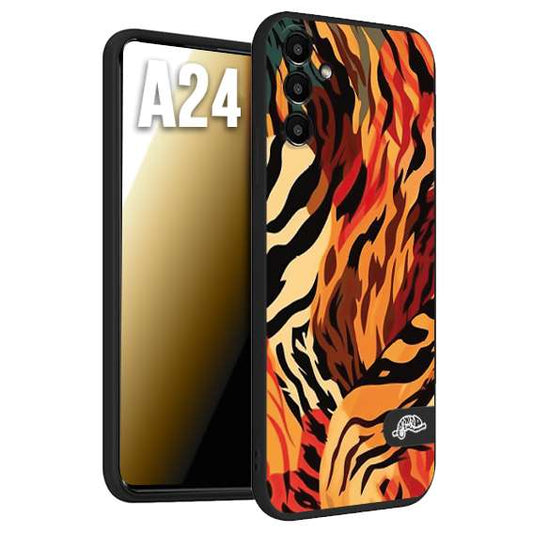 CUSTOMIZZA - Custodia cover nera morbida in tpu compatibile per Samsung A24 leopardato maculato tigrato tiger colorata gialla rossa arancio