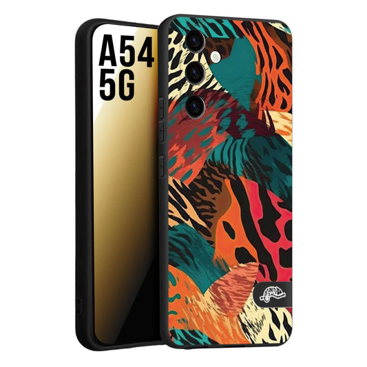 CUSTOMIZZA - Custodia cover nera morbida in tpu compatibile per Samsung A54 5G leopardato tigrato tiger colorata summer arancio verde fucsia