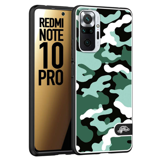 CUSTOMIZZA - Custodia cover nera morbida in tpu compatibile per Xiaomi Redmi Note 10 PRO camouflage mimetico militare verde green