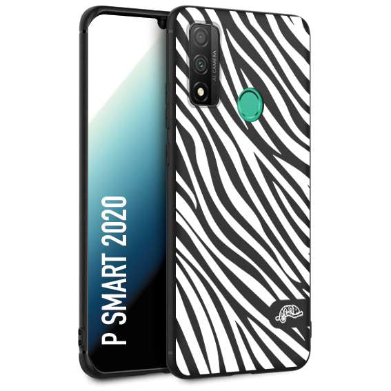 CUSTOMIZZA - Custodia cover nera morbida in tpu compatibile per Huawei P Smart 2020 zebrata maculata a rilievo soft touch donna bianca