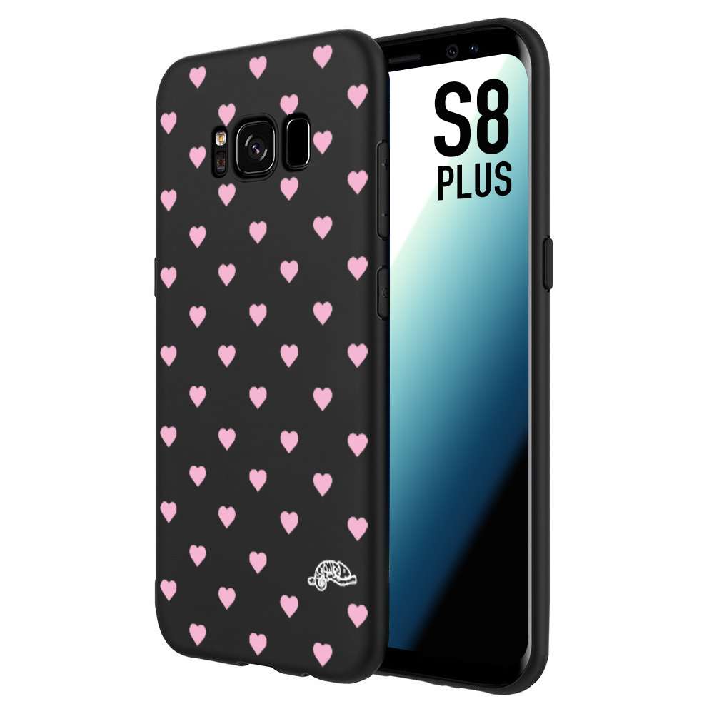 CUSTOMIZZA - Custodia cover nera morbida in tpu compatibile per Samsung S8 PLUS cuori pois rosa su nero donna pin up vintage