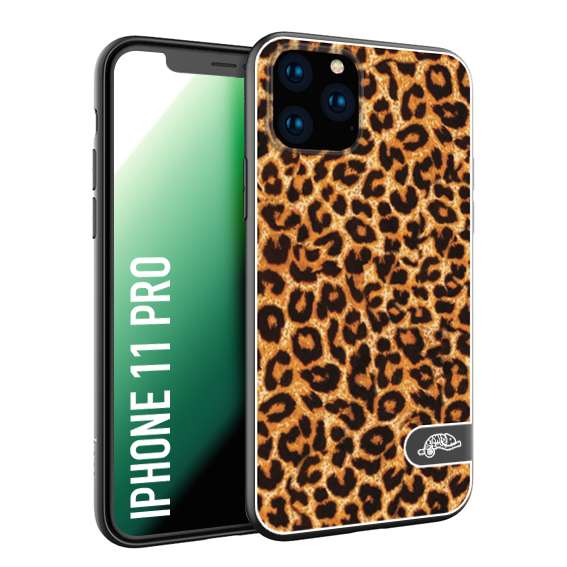 CUSTOMIZZA - Custodia cover nera morbida in tpu compatibile per iPhone 11 PRO leopardato maculato donna marrone leopard brown