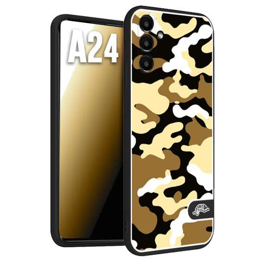 CUSTOMIZZA - Custodia cover nera morbida in tpu compatibile per Samsung A24 camouflage mimetico militare giallo desert brown