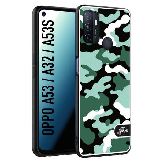 CUSTOMIZZA - Custodia cover nera morbida in tpu compatibile per Oppo A53 - A32 - A53S camouflage mimetico militare verde green