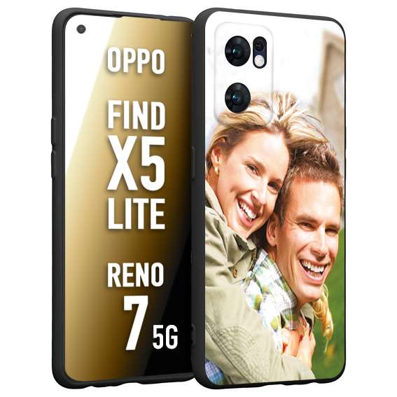 CUSTOMIZZA - Custodia cover nera morbida in tpu compatibile per Oppo Reno 7 - Find X5 LITE personalizzata con foto immagine scritta a piacere