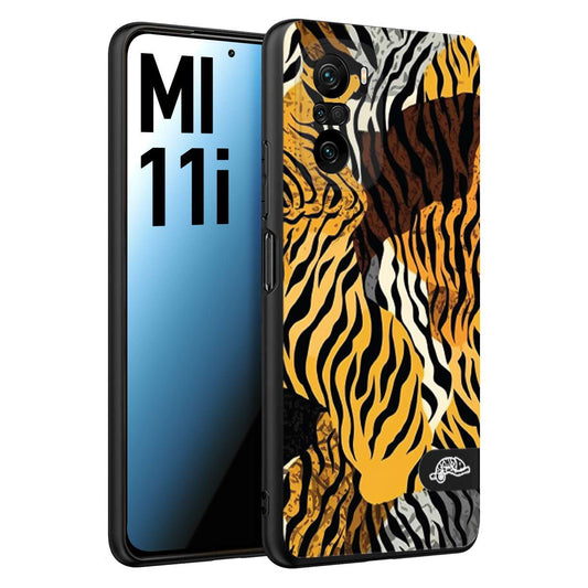 CUSTOMIZZA - Custodia cover nera morbida in tpu compatibile per Xiaomi Mi 11i leopardato tigrato tiger colorata donna fashion estate