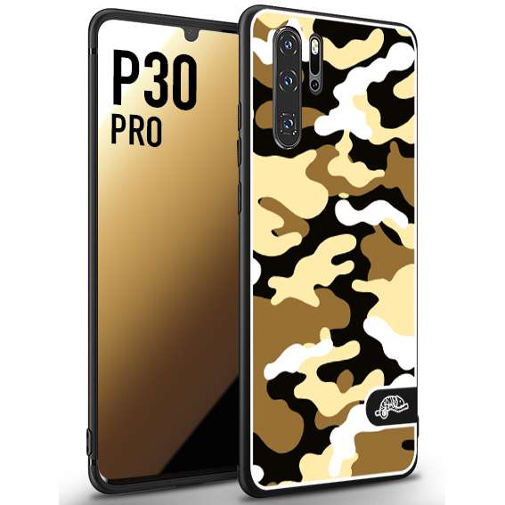 CUSTOMIZZA - Custodia cover nera morbida in tpu compatibile per Huawei P30 PRO camouflage mimetico militare giallo desert brown