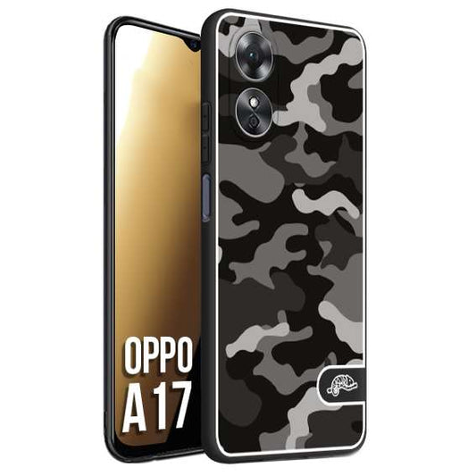 CUSTOMIZZA - Custodia cover nera morbida in tpu compatibile per Oppo A17 camouflage mimetico militare nero black grigio