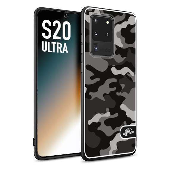 CUSTOMIZZA - Custodia cover nera morbida in tpu compatibile per Samsung S20 ULTRA camouflage mimetico militare nero black grigio