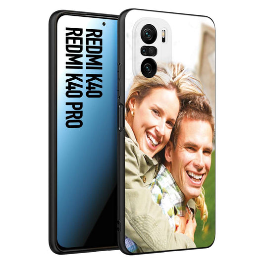 CUSTOMIZZA - Custodia cover nera morbida in tpu compatibile per Xiaomi Redmi K40 - K40 Pro personalizzata con foto immagine scritta a piacere